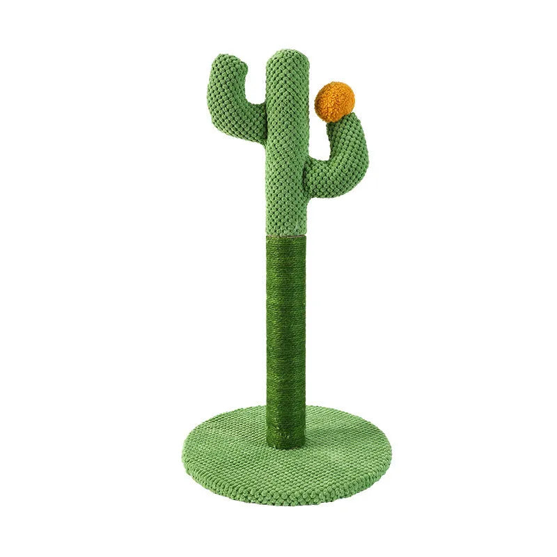 Cactus-shaped cat scratching climbing pole with sisal rope wrapping for claw maintenance