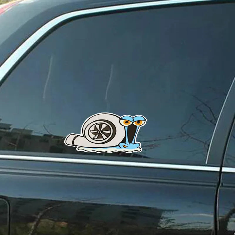 Reflective car sticker with snail cartoon pattern measuring 12cm by 8cm