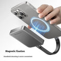 Grey magnetic mobile solid state drive with ultra-thin 80x60mm dimensions and magnetic attachment ring