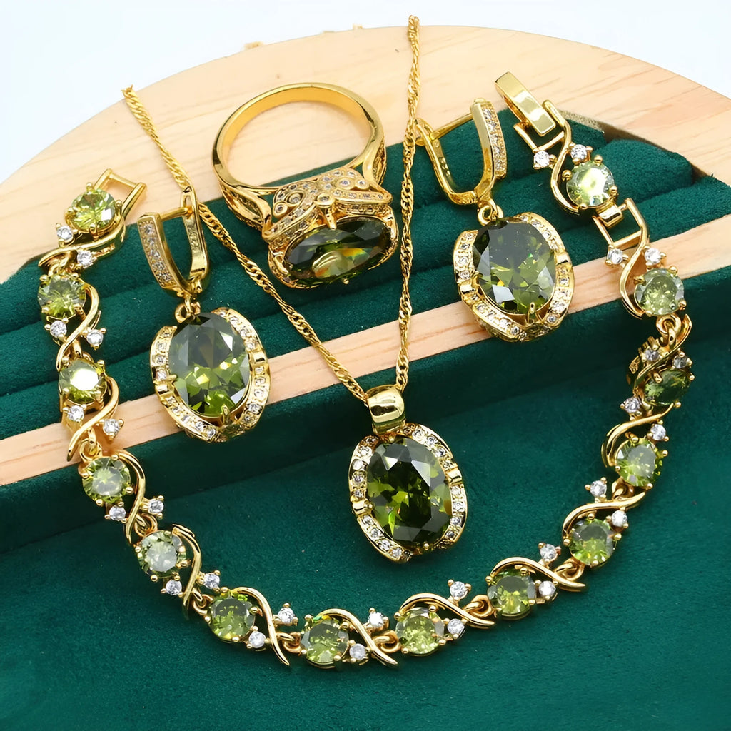 Complete women's rhinestone zircon jewellery set with snake bones chain necklace and matching earrings ring