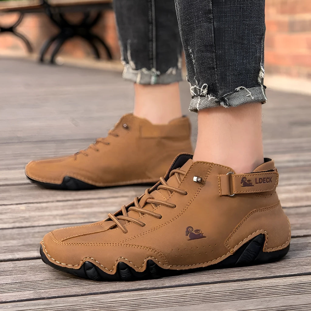 High top octopus men's shoes in khaki colour with rubber sole and microfiber upper