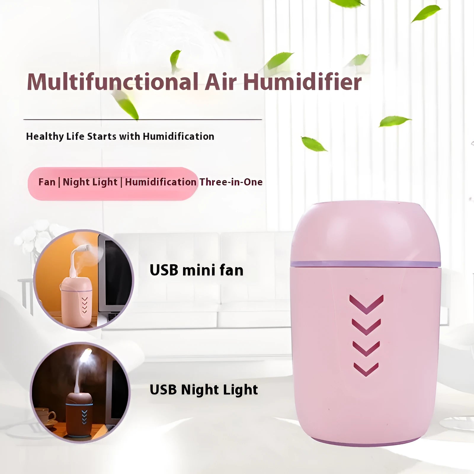 Round white portable air purifier with aromatherapy function for car, home, and office use.