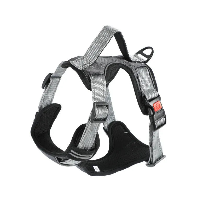 Polyester dog chest strap vest with optional hand-held rope in various colours for medium to extra-large dogs
