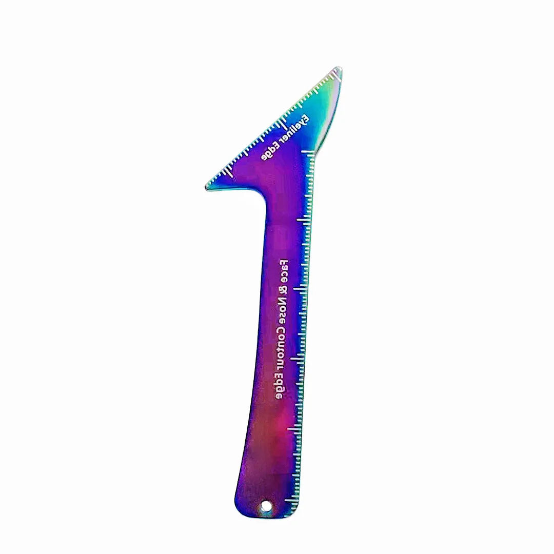 3-in-1 eyeliner stencils tool for hooded eyes showing winged eyeliner, eyebrow and face contour guides