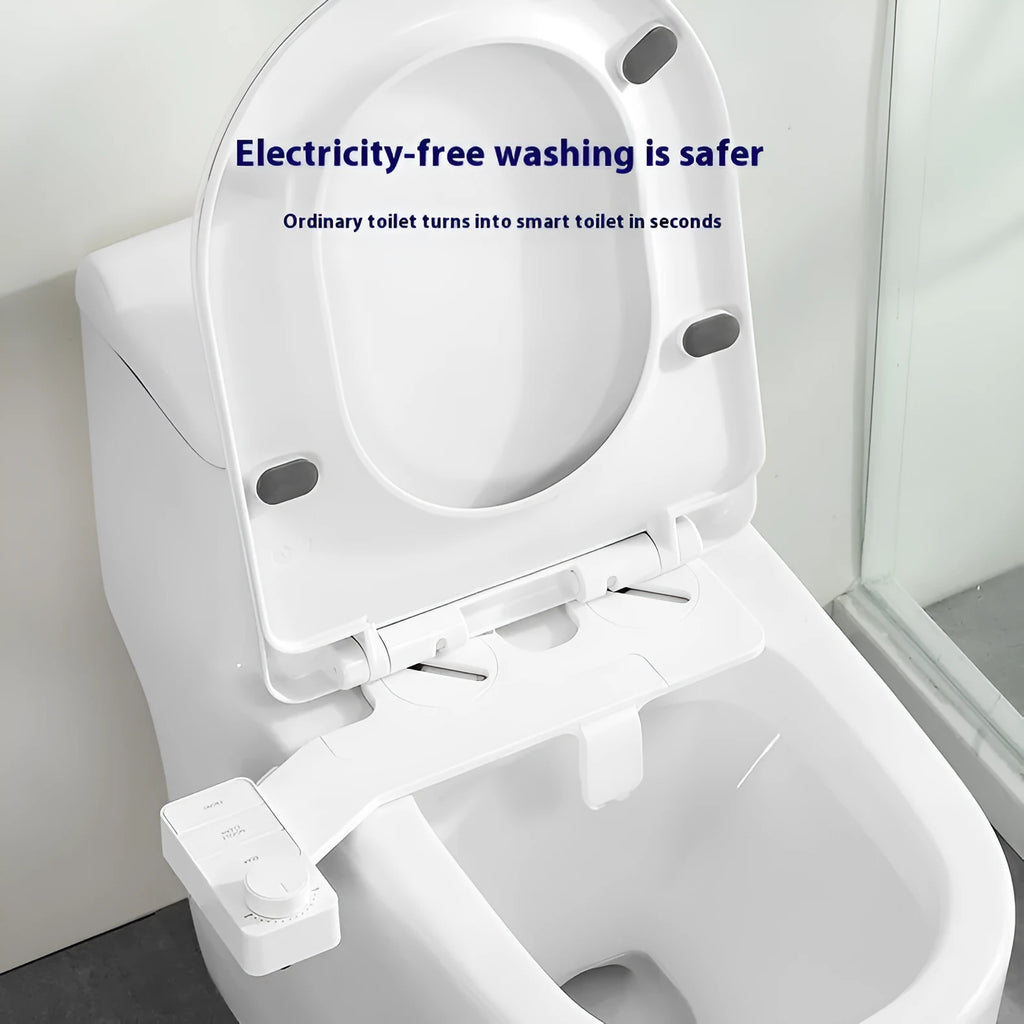 Button-operated manual drain cleaning tool with removable nozzle in pure white, compatible with international pipe standards