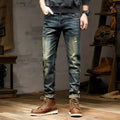 Men's skinny jeans in nostalgic retro colour with zip fly opening and stretch cotton denim fabric