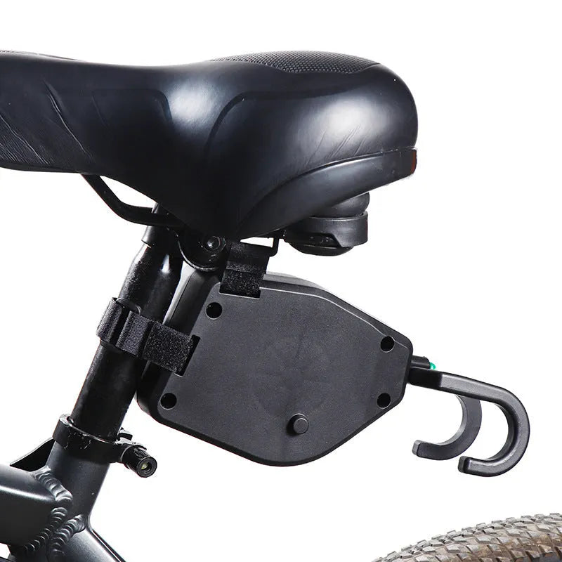 Black plastic bicycle trailer rope with buckle for connecting trailers to bicycles