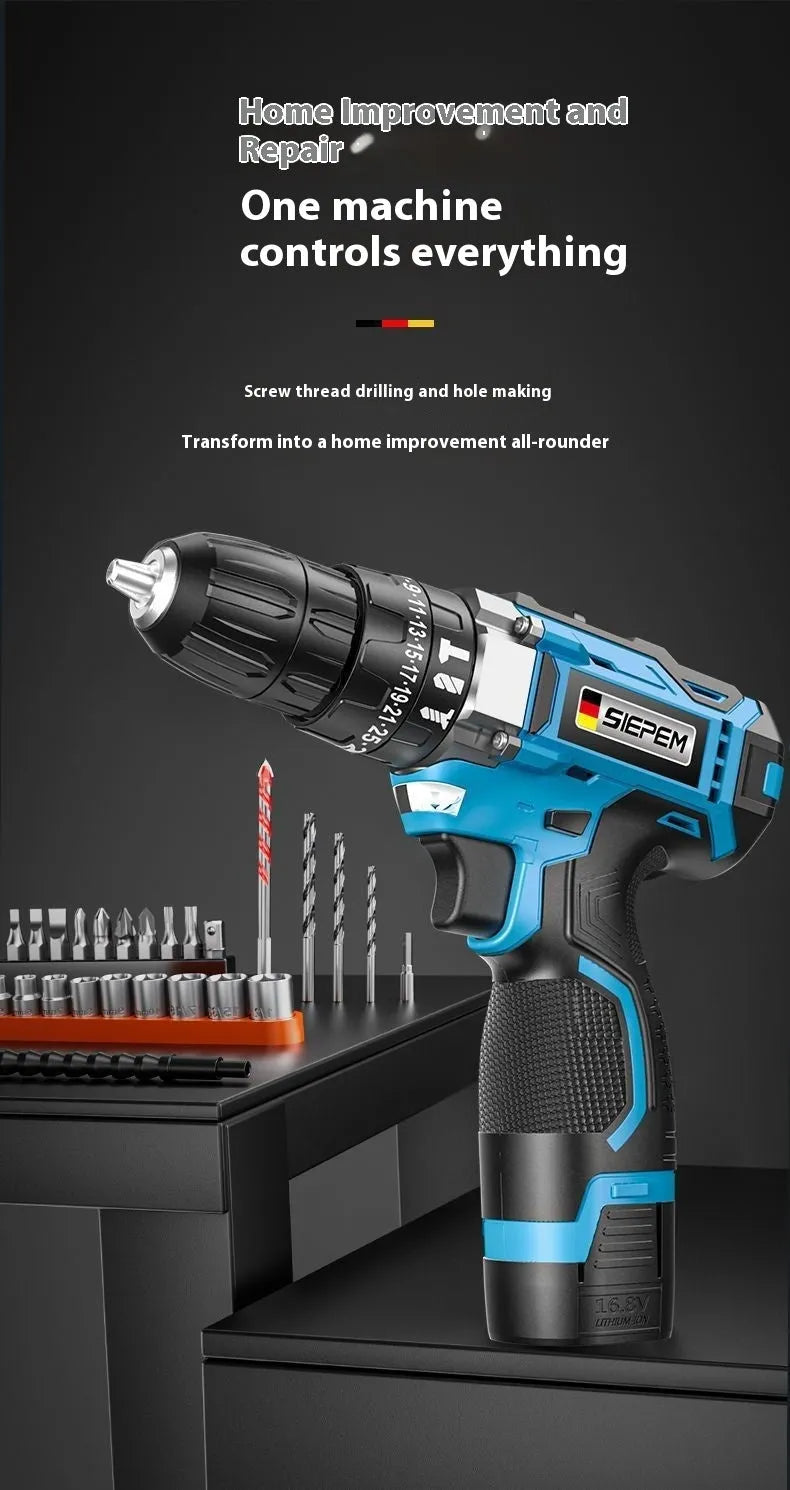 12V two-speed impact pistol drill electric screwdriver set in luxury packaging case