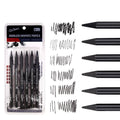 Set of six wood-free graphite full lead sketching pencils in grades HB, 2B, 4B, 6B, 8B, and EE.
