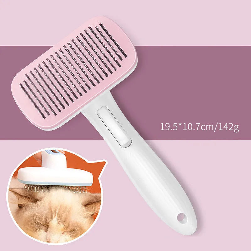 Automatic pet hair removal comb with needle brush system in blue colour option