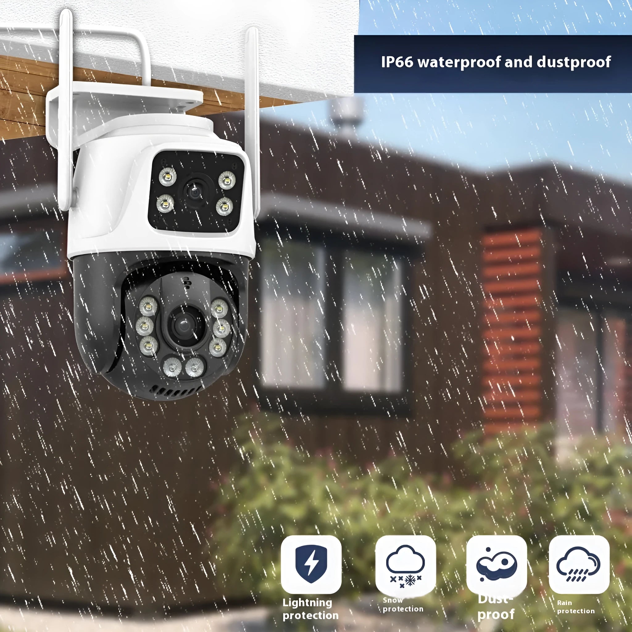 Wireless outdoor CCTV security camera with dual-screen monitor for remote home surveillance