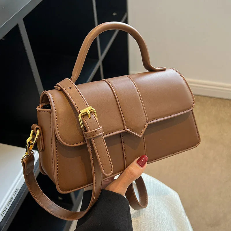 Women's PU messenger bag horizontal square design with file organiser interior