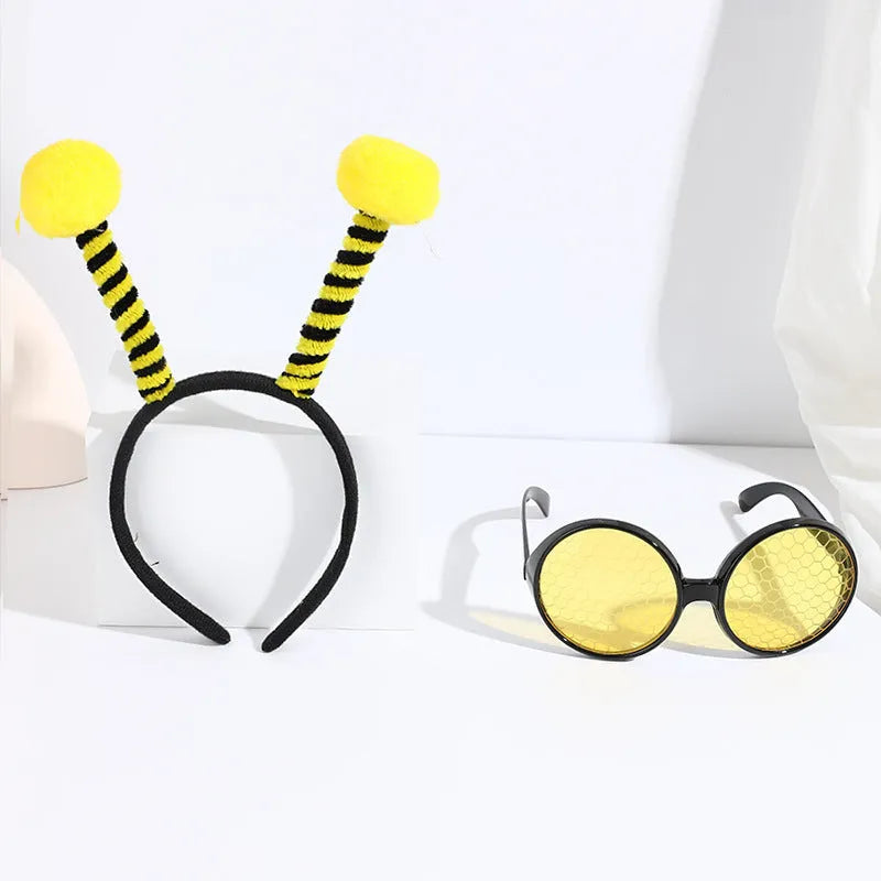 Children's yellow bees fancy dress headband and glasses costume set with insect decorative elements
