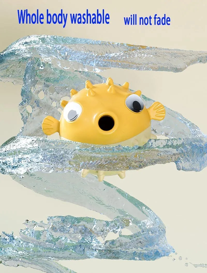 Fish-shaped interactive dog toy with treat dispensing in green, red, or yellow colours