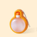 Portable dog travel water cup with integrated bowl and dispenser in orange colour