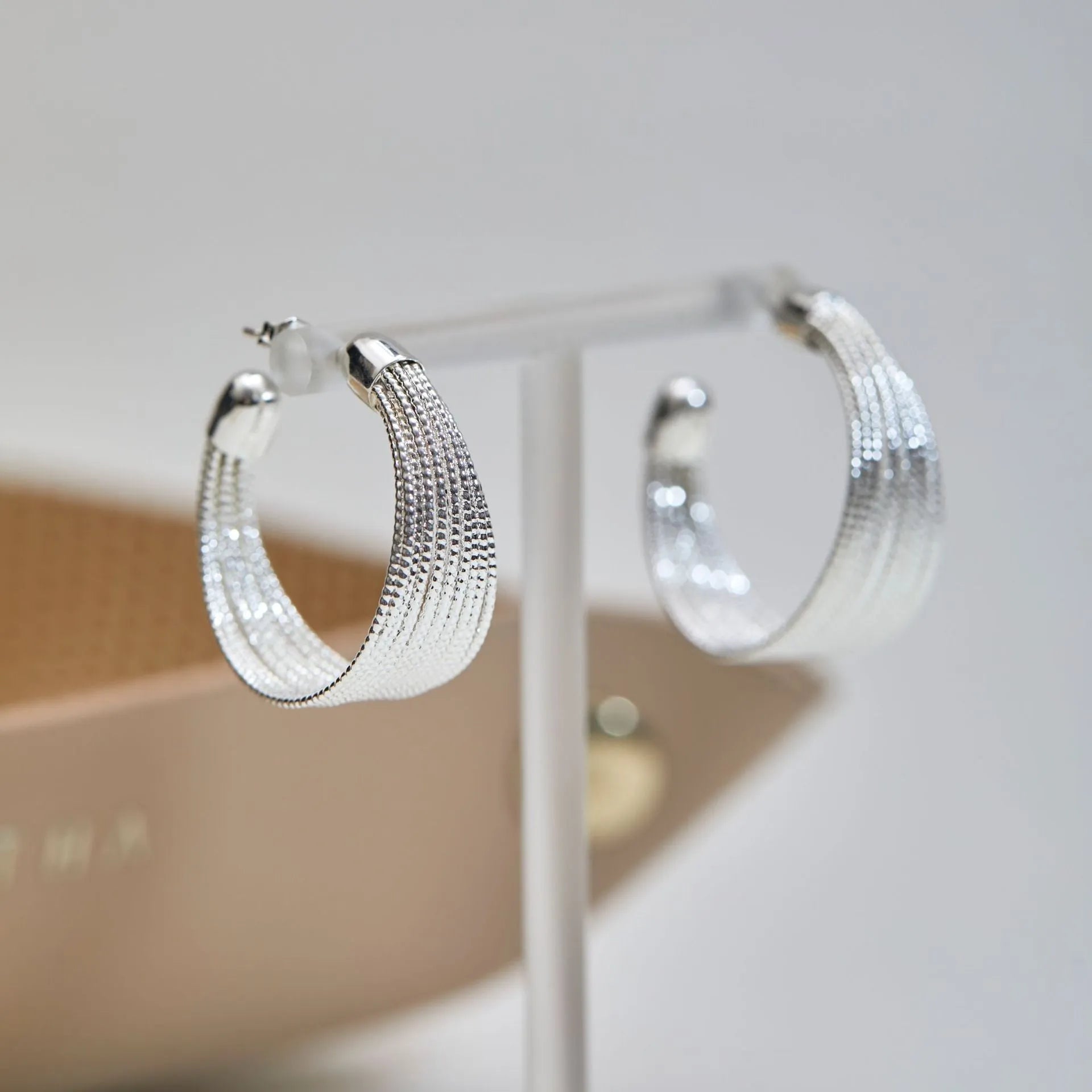 Geometric simple bracelet earrings for women in silver and gold with stud and clip style options