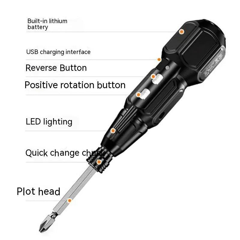Black and blue alloy steel straight handle 36V electric screwdriver with rechargeable battery
