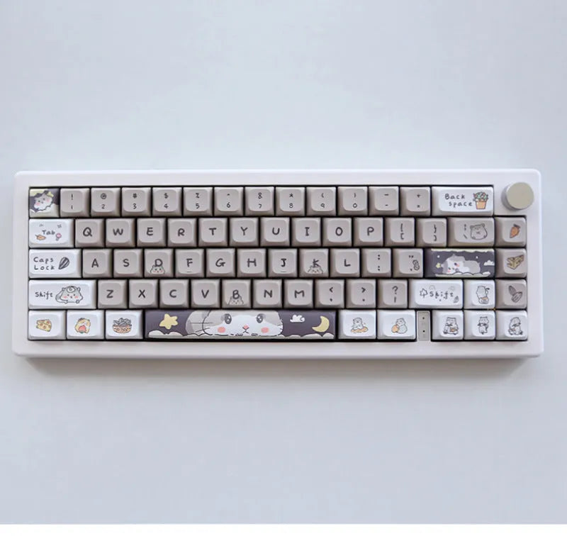 XDA profile mechanical keyboard keycaps in mouse grey and yellow colours for 68-100 key layouts