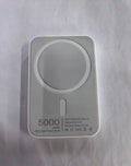 White magnetic wireless charger power bank with 5000mAh capacity showing compact PVC design