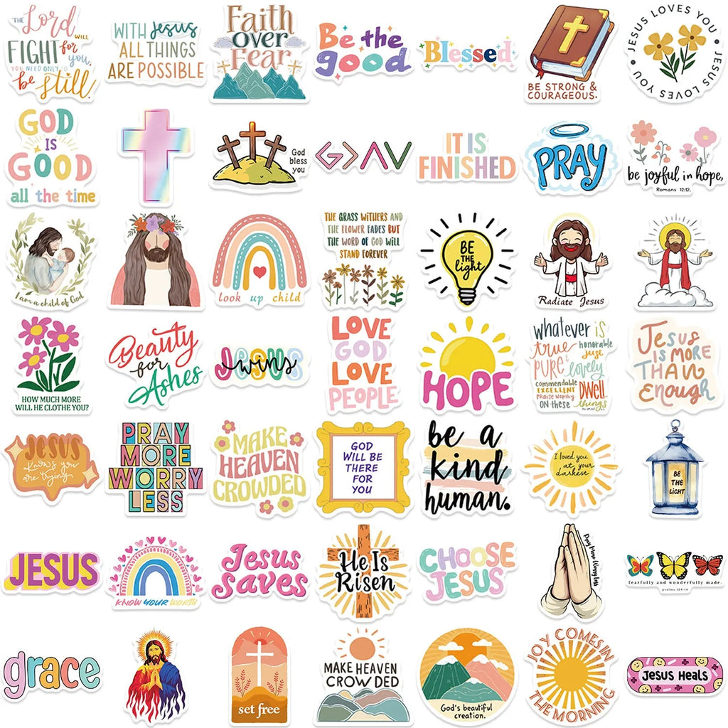 Pack of 50 colourful graffiti stickers with random printed patterns for wall decoration
