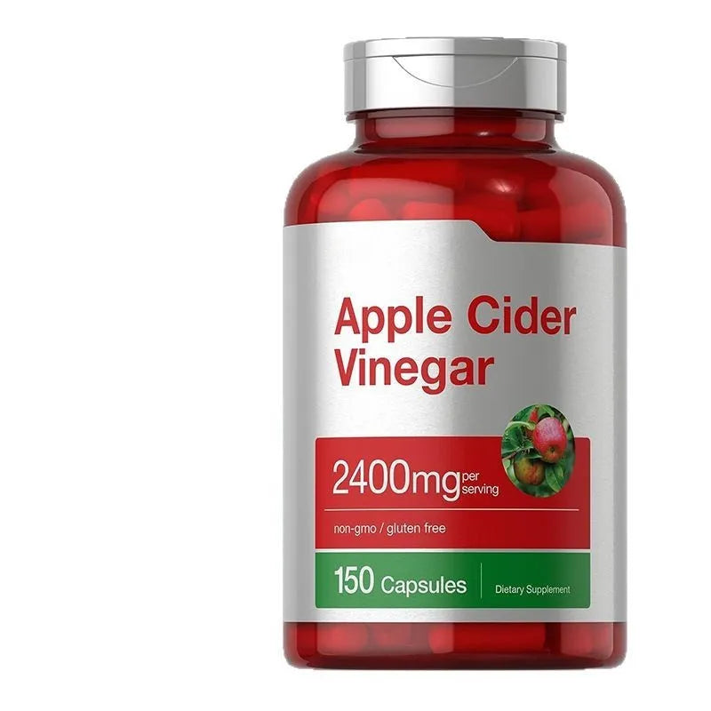 Bottle of 150 apple cider vinegar capsules dietary supplement tablets