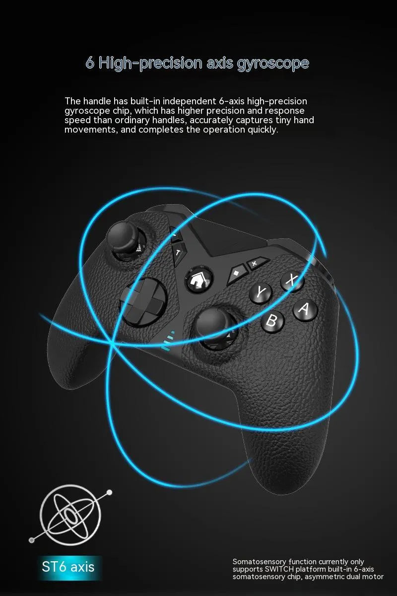 Black wireless Nintendo Switch controller with leather pattern texture on ABS plastic body