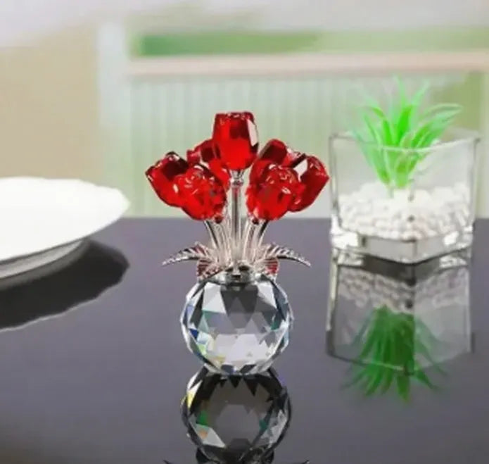 Colourful K9 crystal geometric rose decorative ornament in Chinese style.