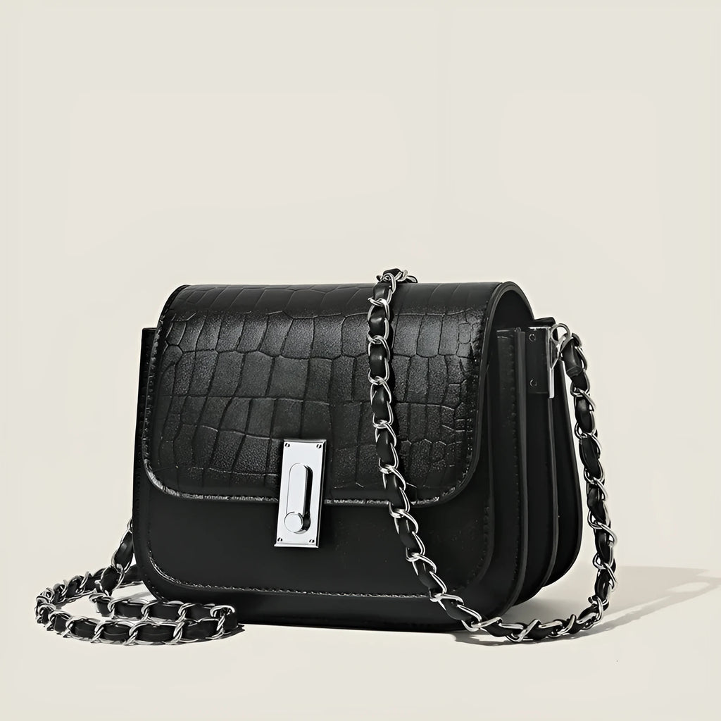 Women's soft PU shoulder bag with chain strap in black, white or green colour