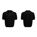 Men's slim knit short sleeve shirt with double collar design in black, white or grey