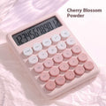 Desk calculator with gradient colour design in pastel violet, pink, blue, and green shades
