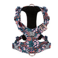 Pure cotton pet chest strap with floral pattern in pull-resistant design