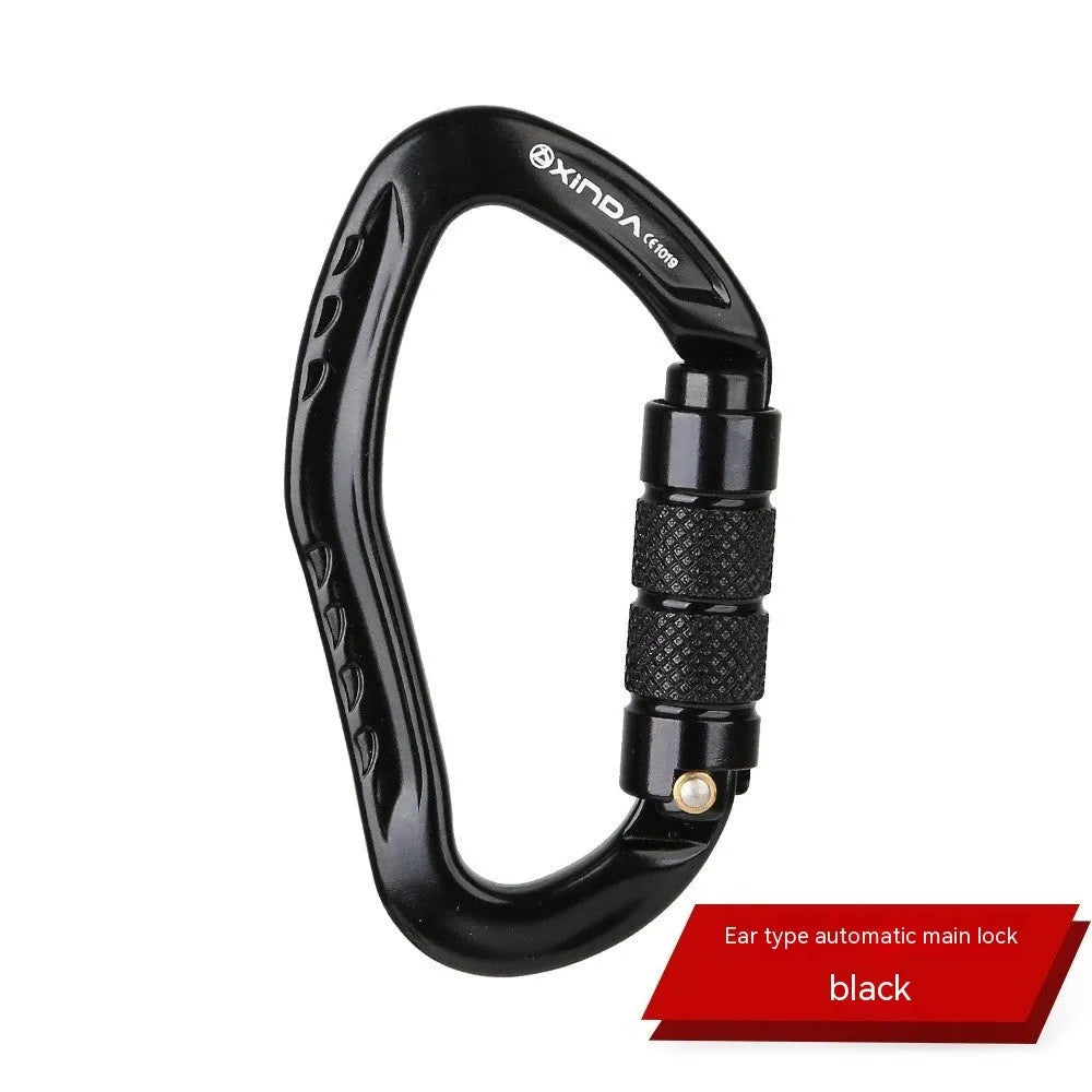 Automatic master lock climbing carabiner in black, blue, orange, red or silver colour