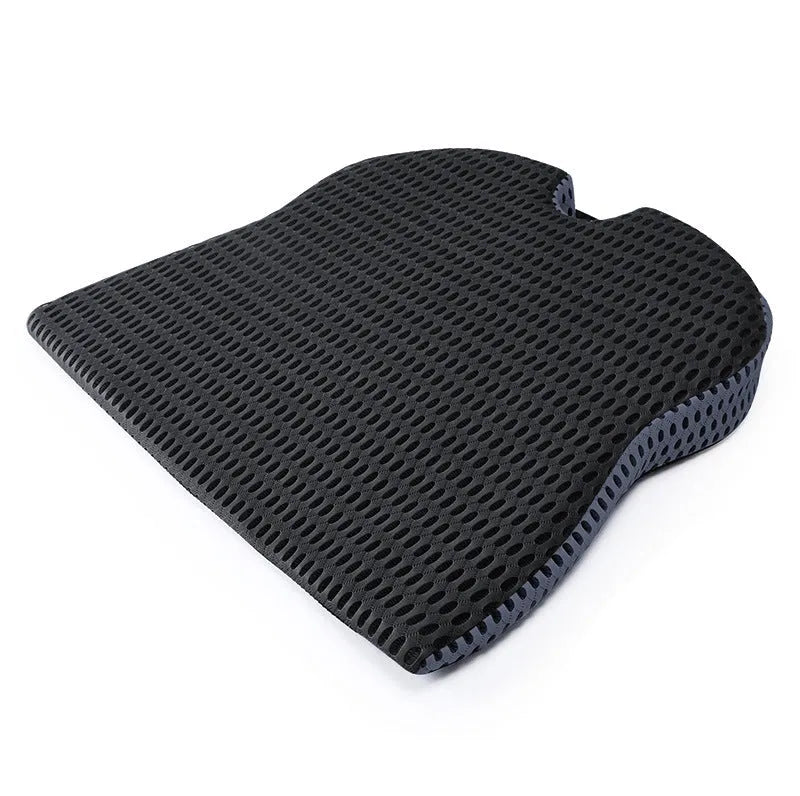 Memory foam car and office chair cushion with fixed attachment strap