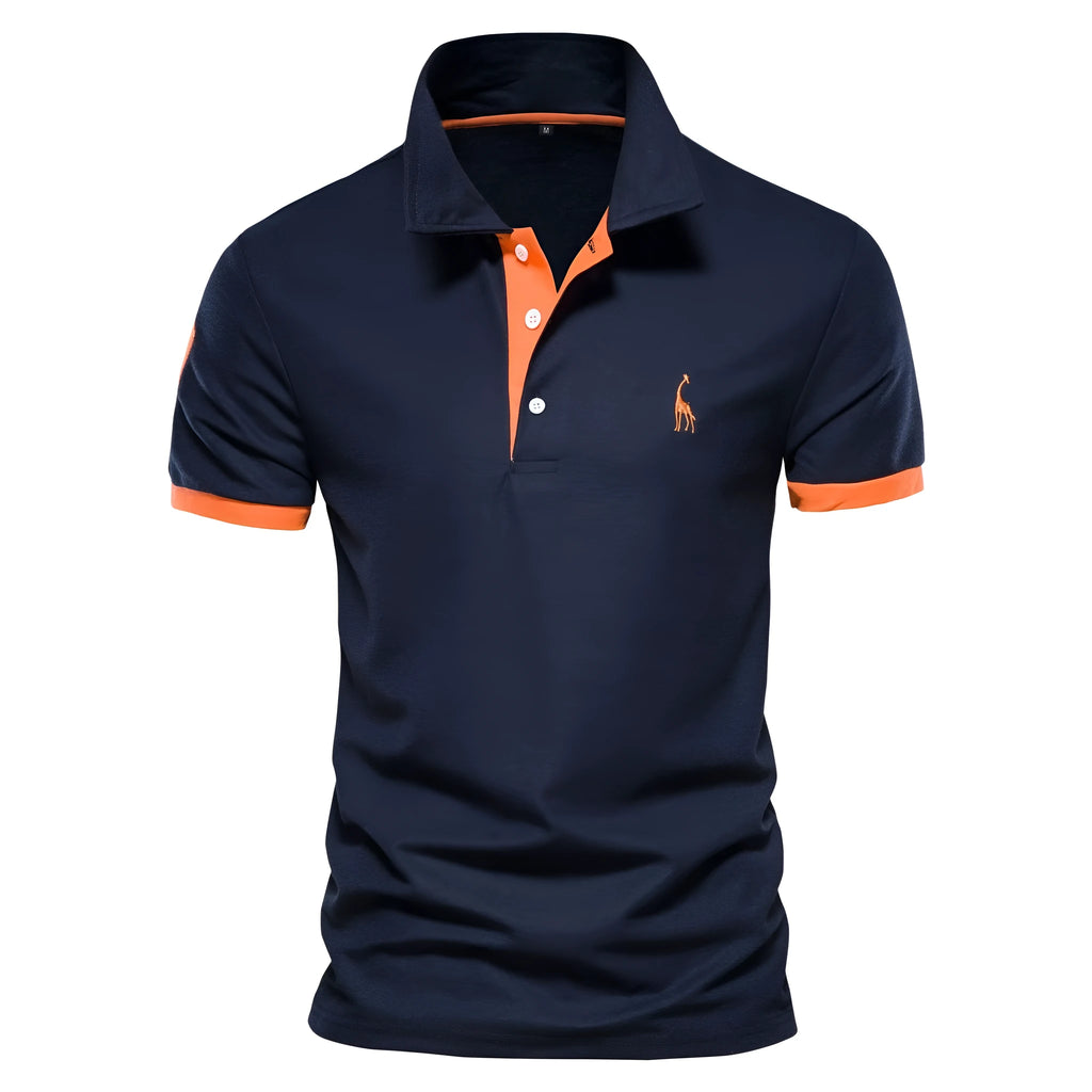 Men's slim fit cotton blend T-shirt with a deer embroidery on the chest, shown in a choice of colours.