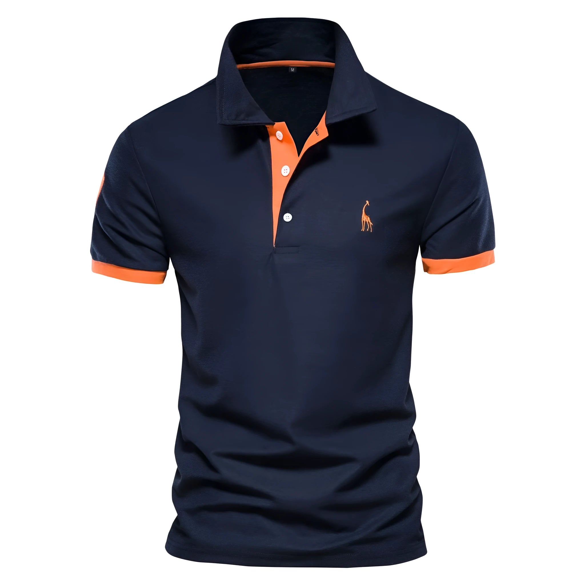 Men's slim fit cotton blend T-shirt with a deer embroidery on the chest, shown in a choice of colours.