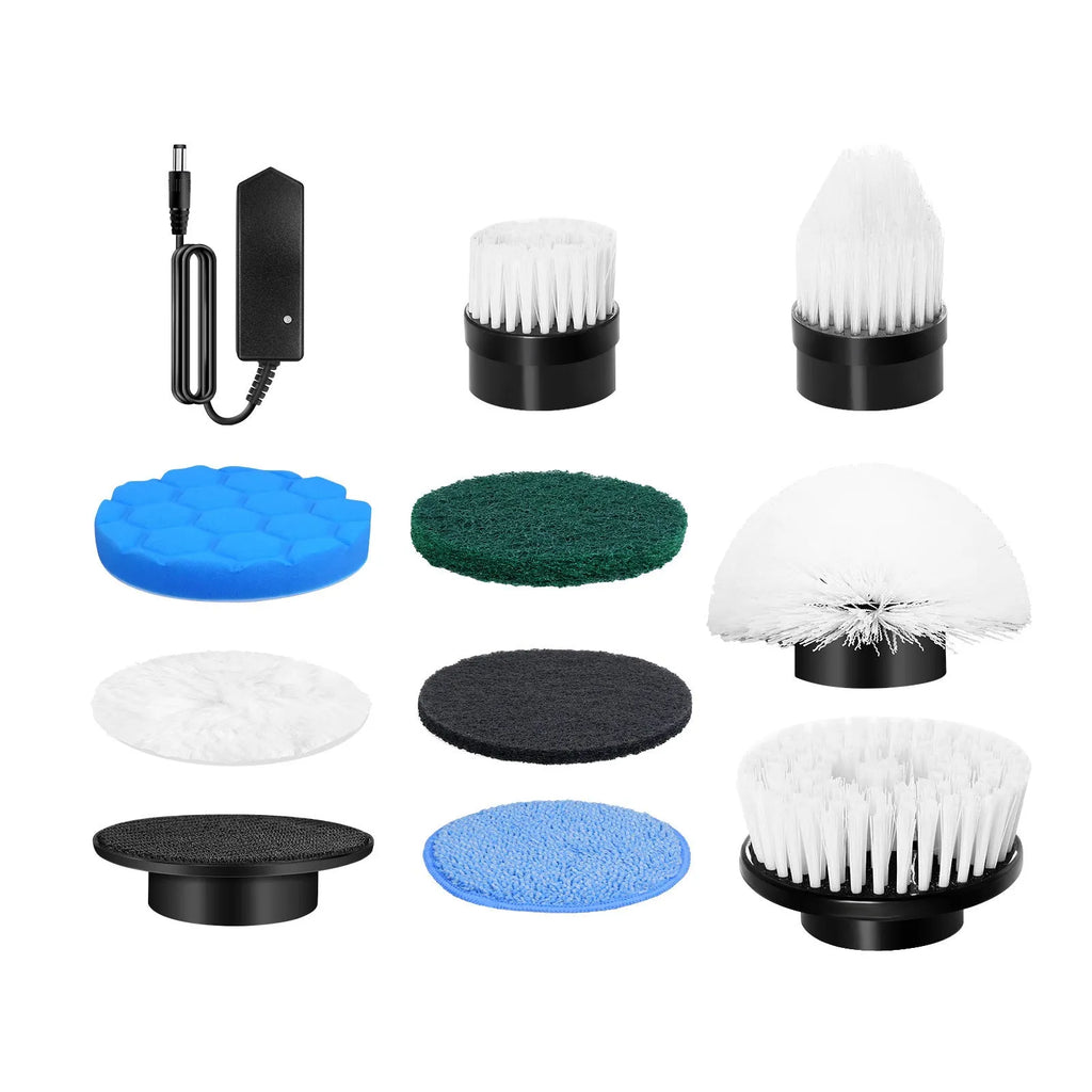 White ABS plastic handheld cleaning ball with accessories and international plug specifications