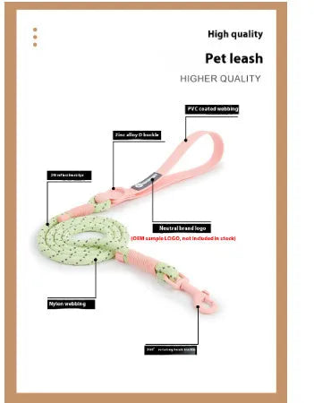 Solid colour PVC dog hand holding rope leash, 120cm long, in dark red purple yellow or taoyao green.