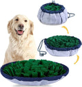 Blue adjustable snuffle mat for dogs with removable insert and fleece fabric strips