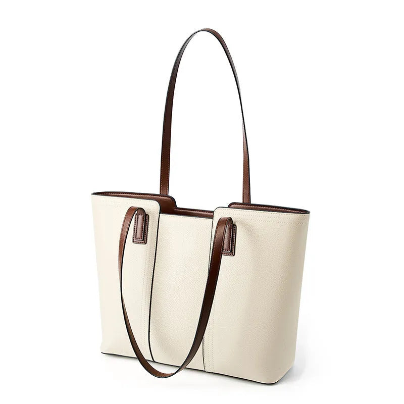 Women's genuine leather crossbody bag with horizontal square design and single shoulder strap