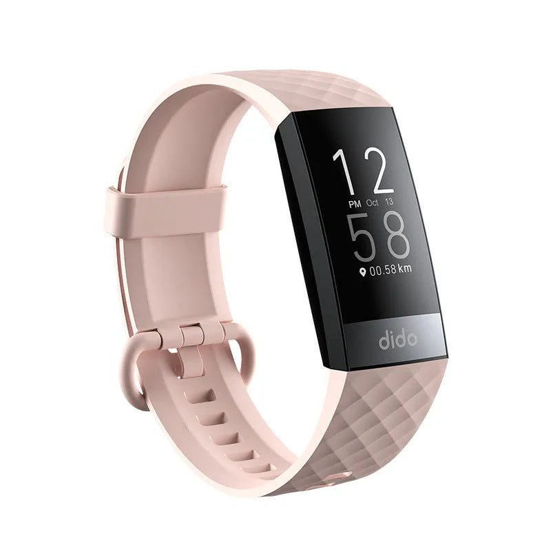 Black smart bracelet with ECG, blood pressure and blood oxygen monitoring on a wrist.