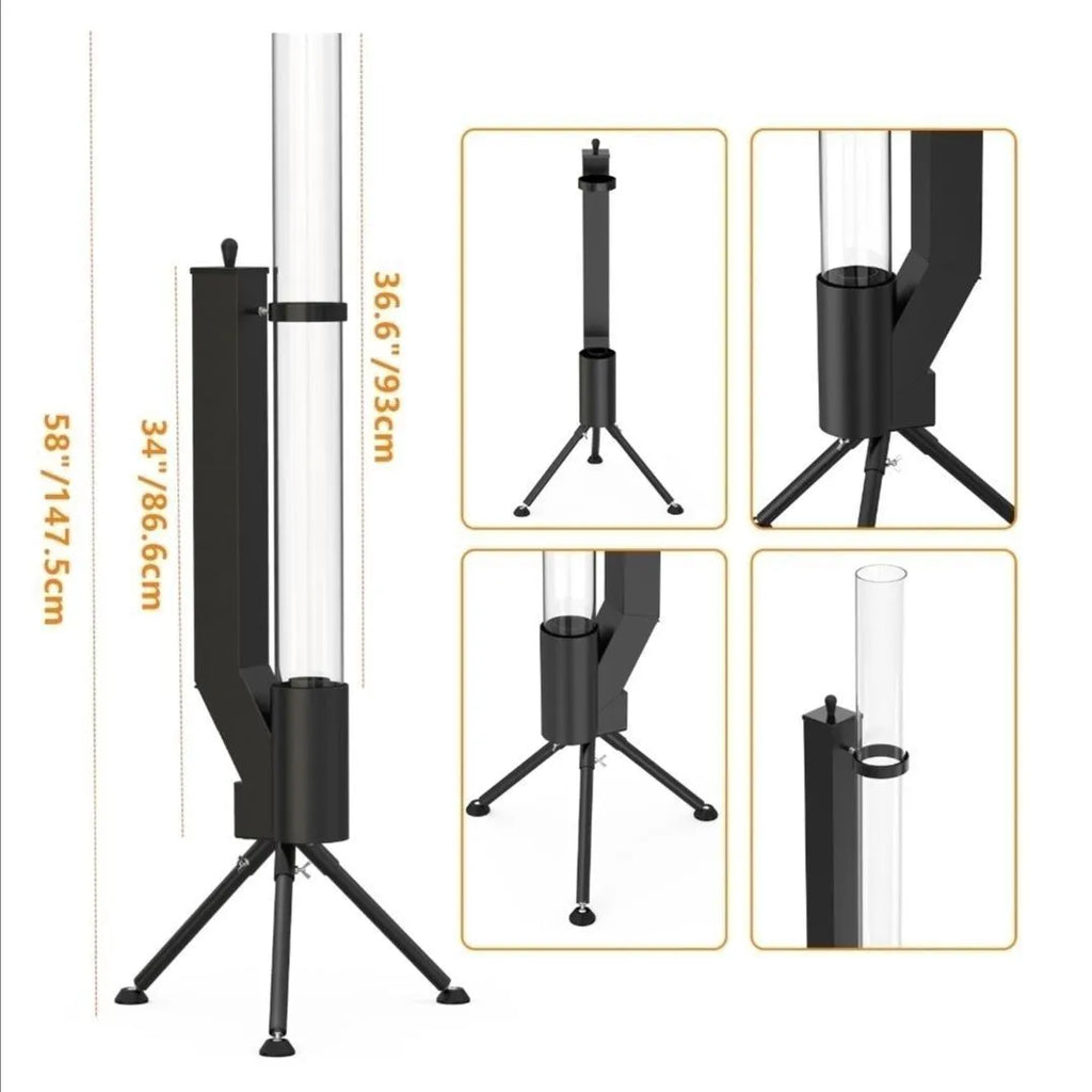 Vertical iron rocket furnace wood burning stove for courtyard heating with humidification function