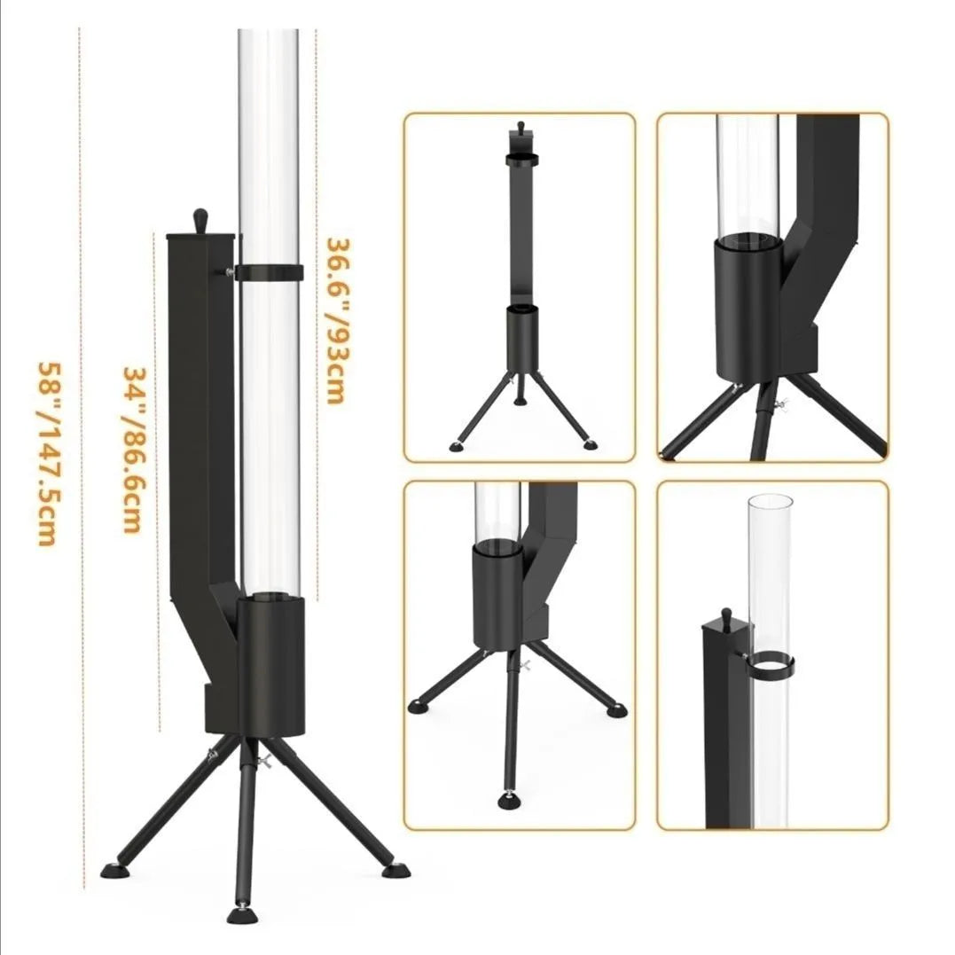 Vertical iron rocket furnace wood burning stove for courtyard heating with humidification function