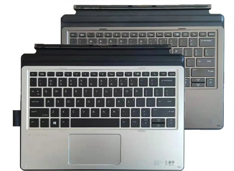 Wireless multimedia keyboard for Elite X2 and Pro X2 tablet bases on a desk.