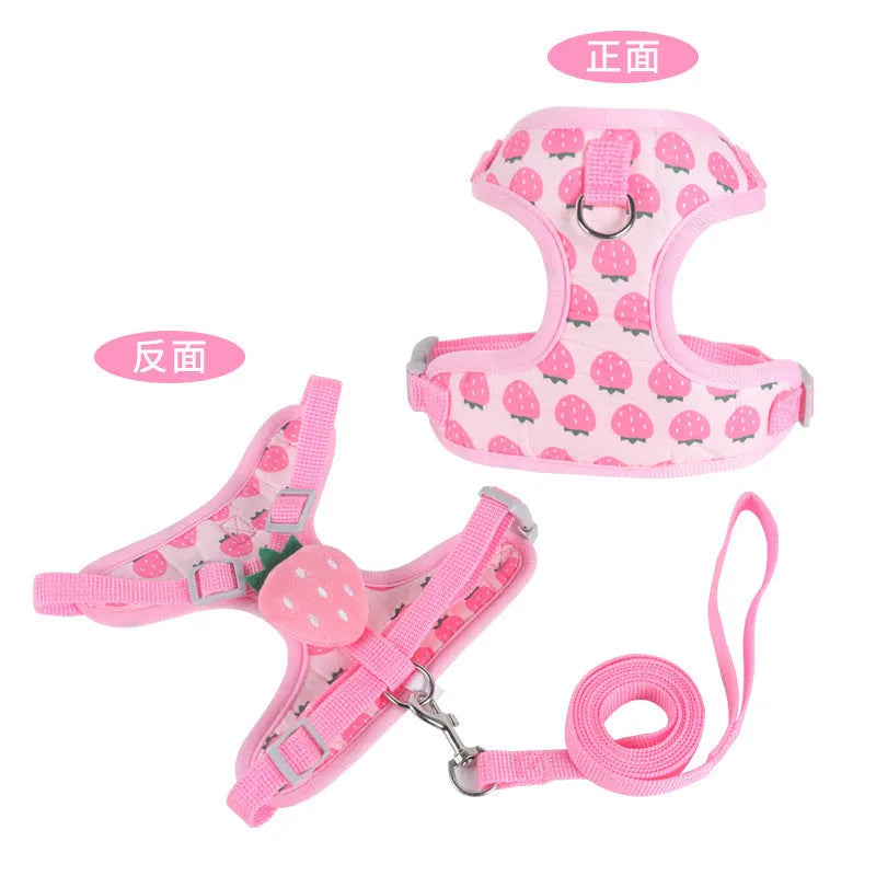 Reversible reflective vest-style dog harness with attached leash for a small dog, shown in avocado colour.