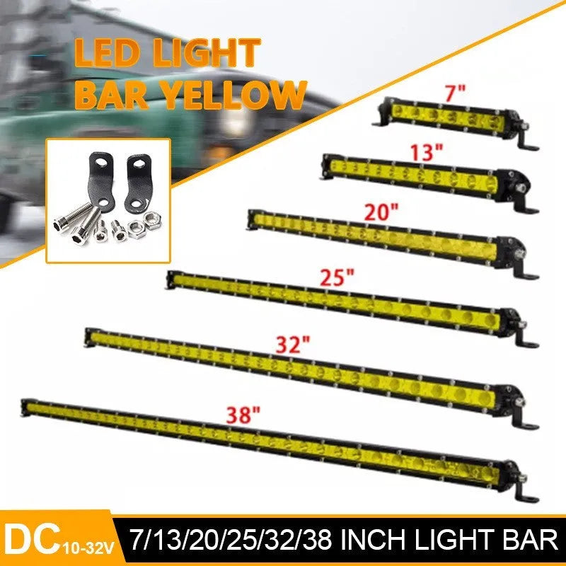 25-inch long silver aluminium single row LED car light bar with mounting brackets