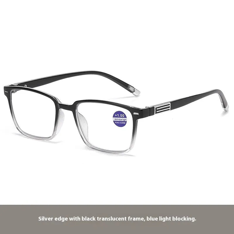 Multifocal reading glasses with anti blue light and colour-changing lenses in various frame colours