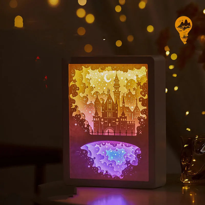 Bedside night light with three-dimensional paper carving design and remote control