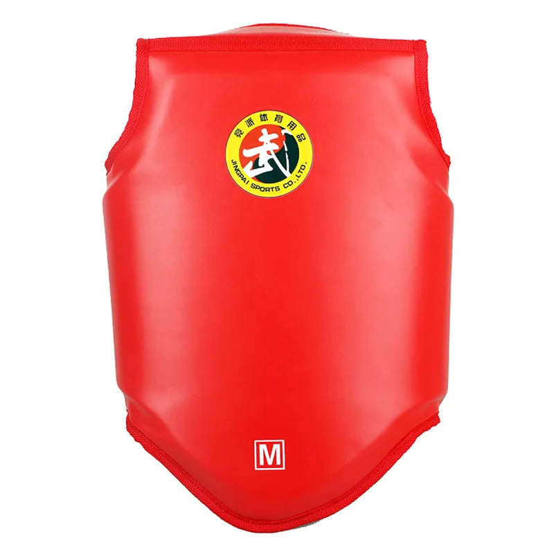 Adult boxing training helmet with integrated chest protector in black, blue or red colours