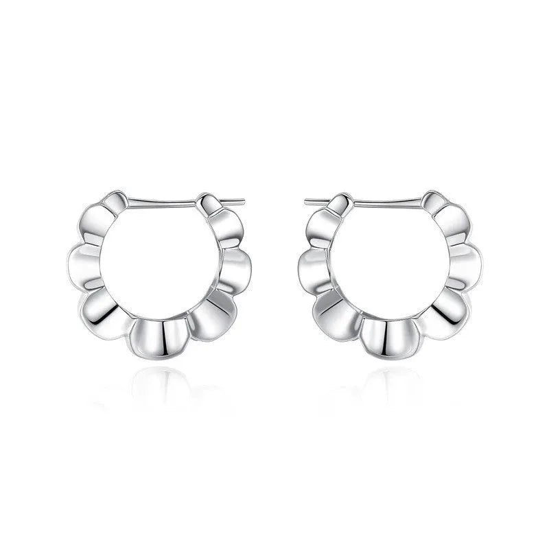 Geometric sterling silver earrings with round elements and retro styling