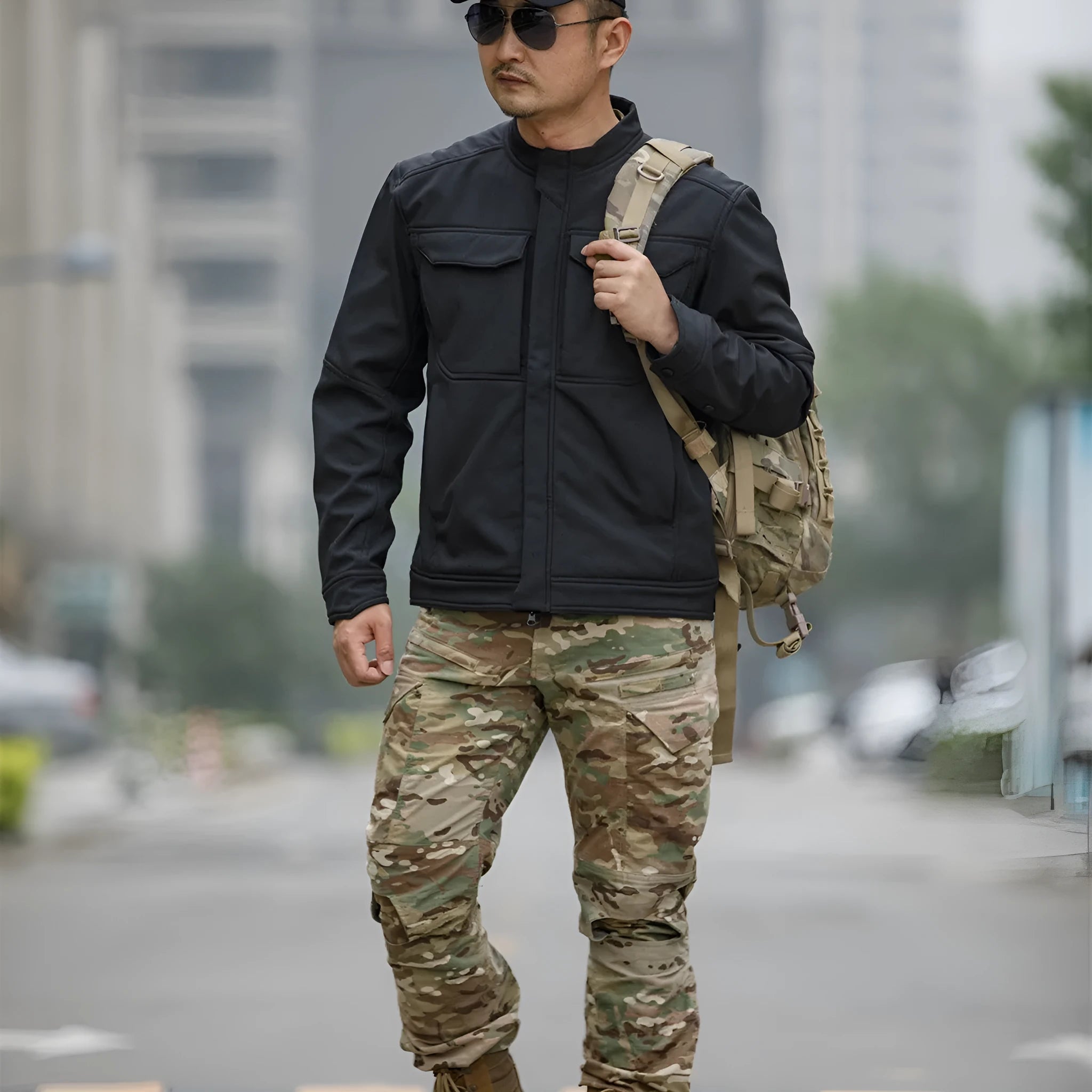 Bone Frog Peak Breaker soft shell jacket in black for mountaineering and camping